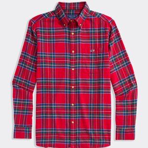 Vineyard Vines Flannel Shirt XL Red Plaid Winterberry Classic Fit Button Down